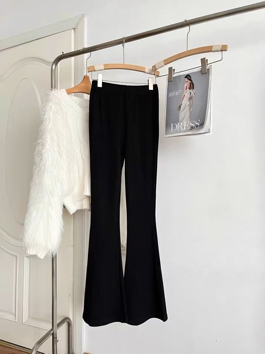 Quần ống loe nữ dài co giãn vải umi hàn đẹp cạp chun lưng cao quần legging nâng mông ống loe tôn dáng