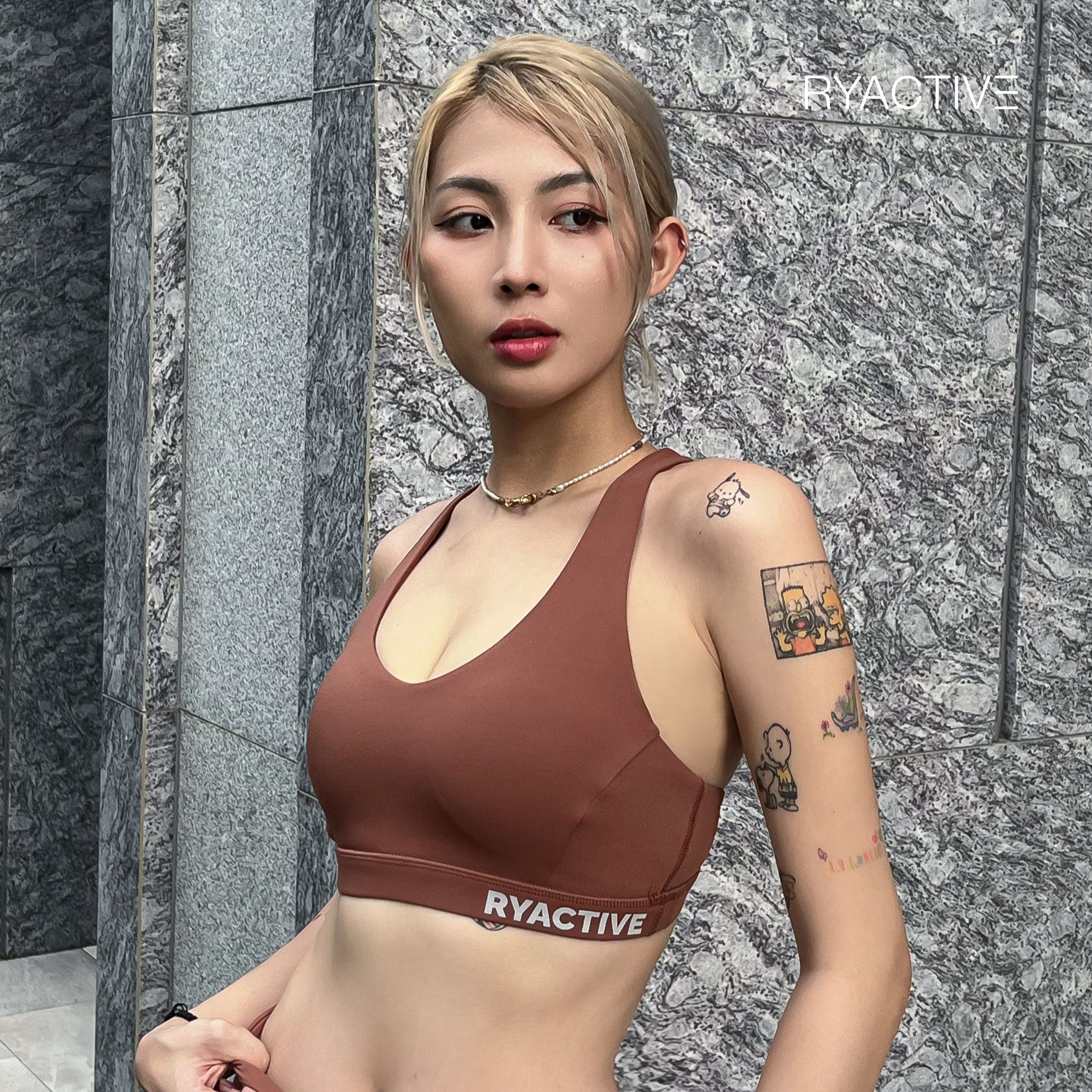 Áo ngực thể thao RYACTIVE -  Y SPORTBRA Chocolate