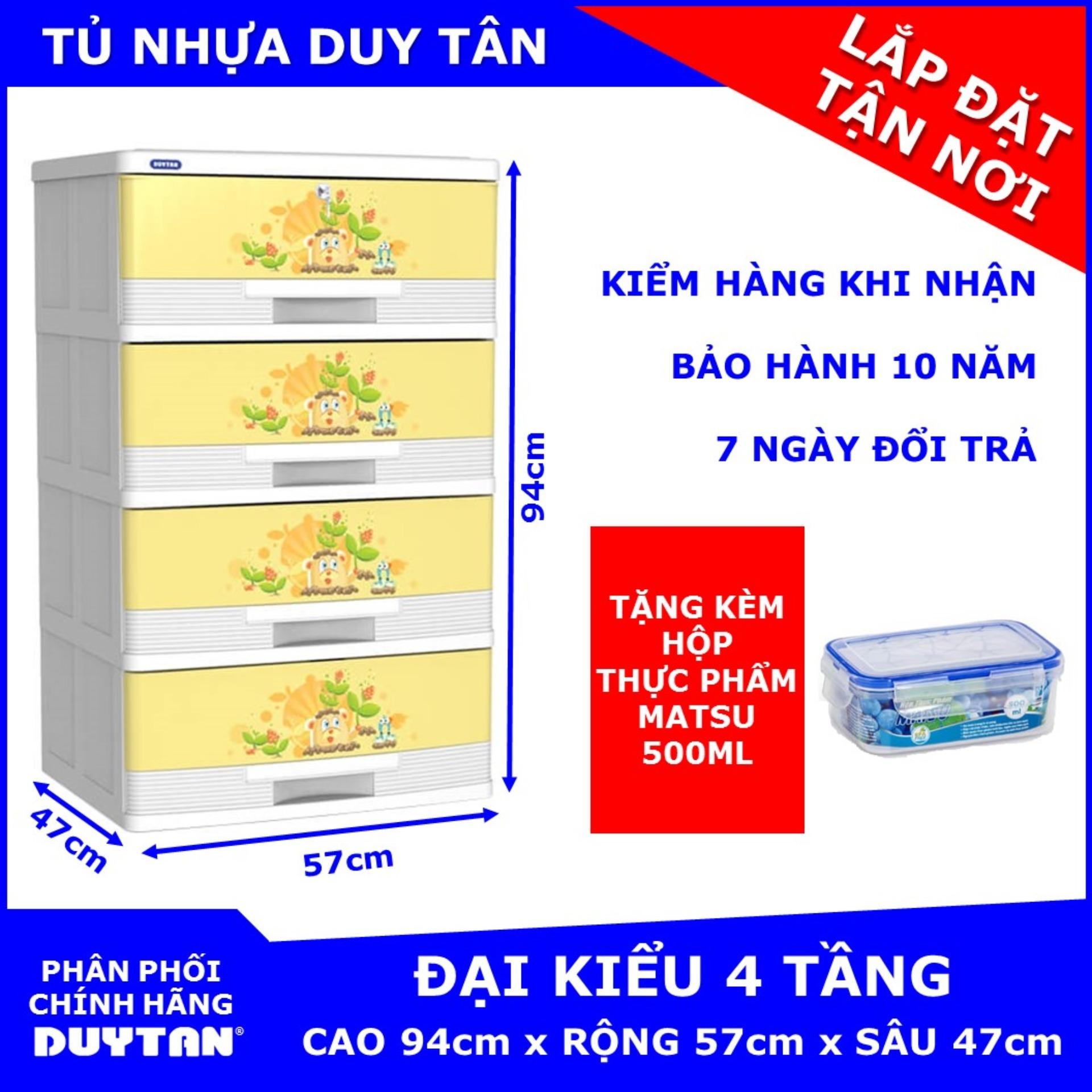 Tủ nhựa Duy Tân Đại kiểu 4 tầng Tặng Hộp đựng thực phẩm cao cấp MATSU Duy Tân 500ml