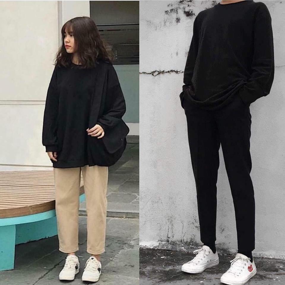 [HCM]Áo Sweater Unisex WSS00002 Trơn ĐEN UNISEX