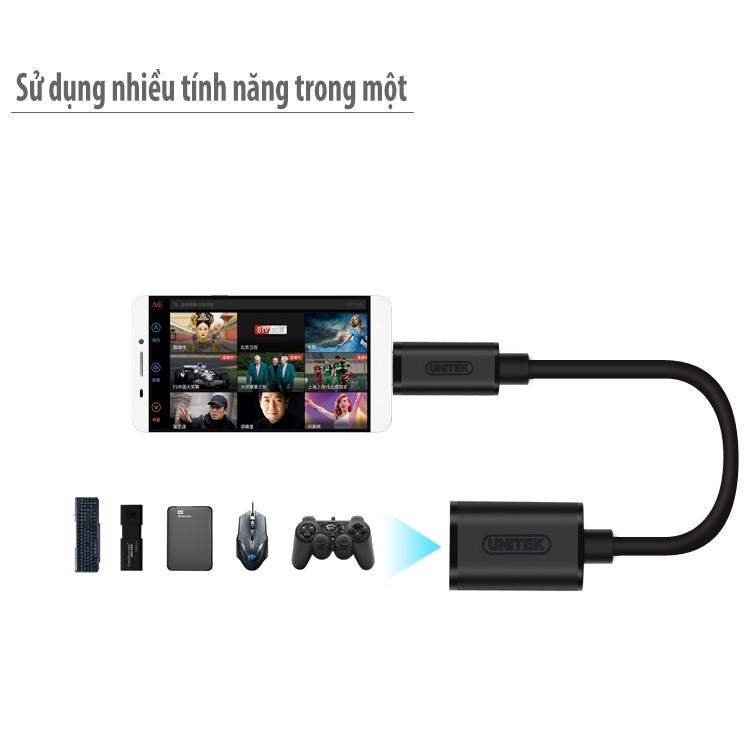 Cáp chuyển USB 3.1 USB Type-C sang USB 3.0 female Unitek Y-C476BK ( OTG USB-C to USB-A female )