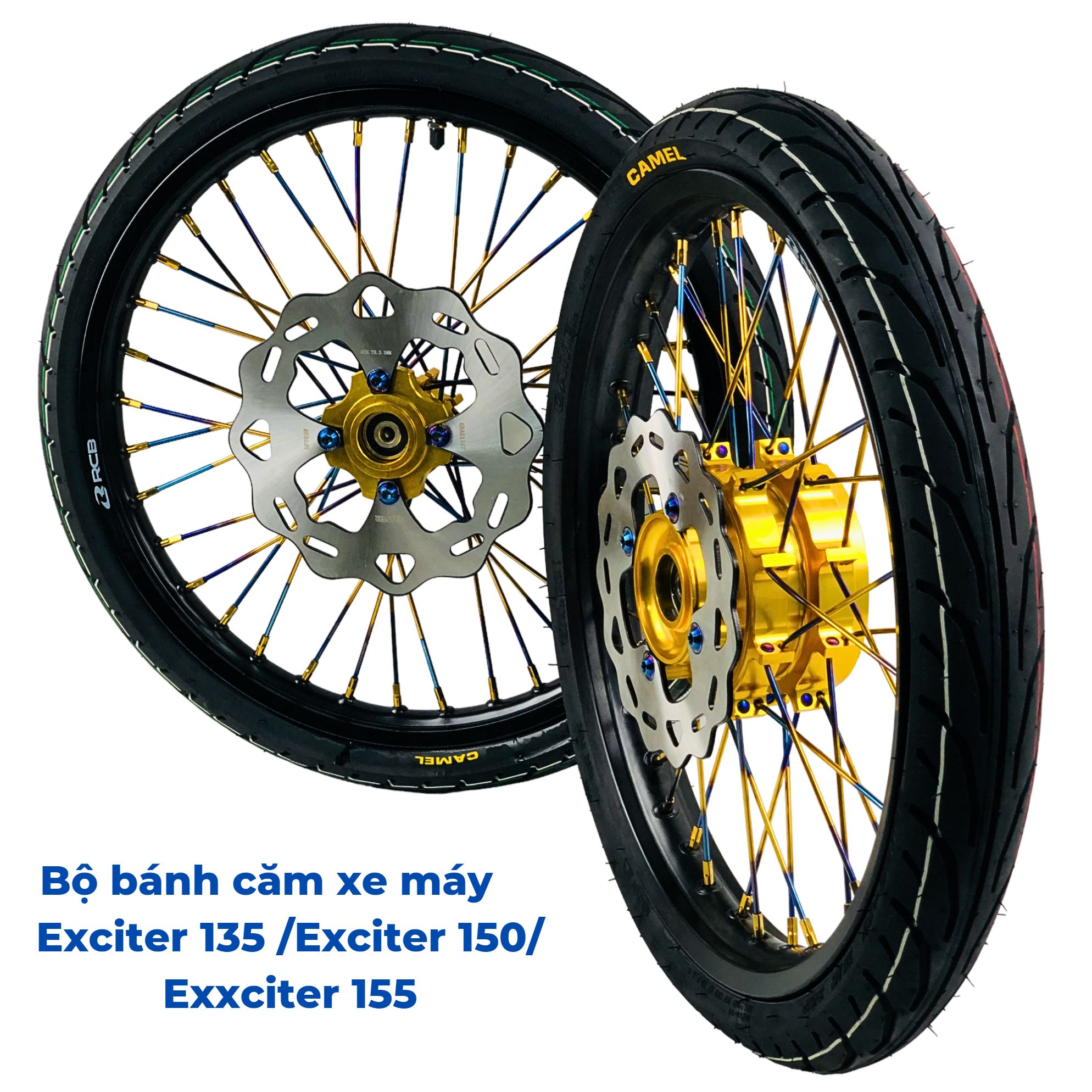 Full set of high-end imported set with Titan spokes and Thailand camel hub, assembled as shown in picture, fits for exciter 135/ex150/ex155-infield photo at showroom diaphragm Racing