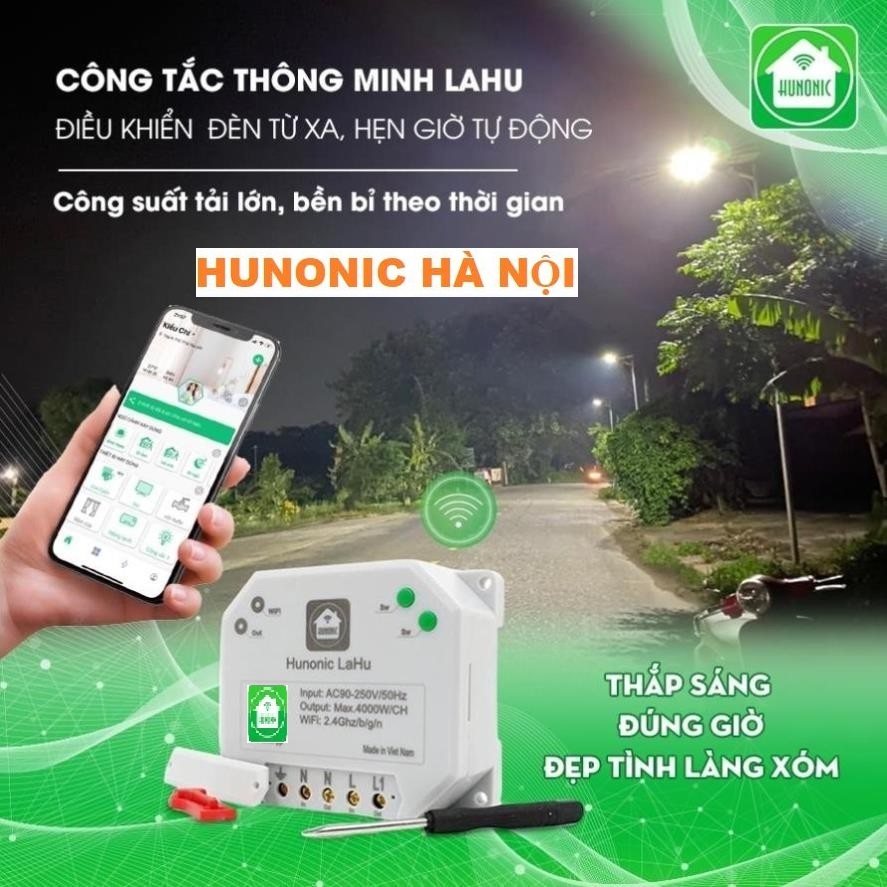 Công Tắc Wifi Thông Minh Hunonic Lahu Công Tắc Điều Khiển Hẹn Giờ Công Suất Lên Đến 4000w