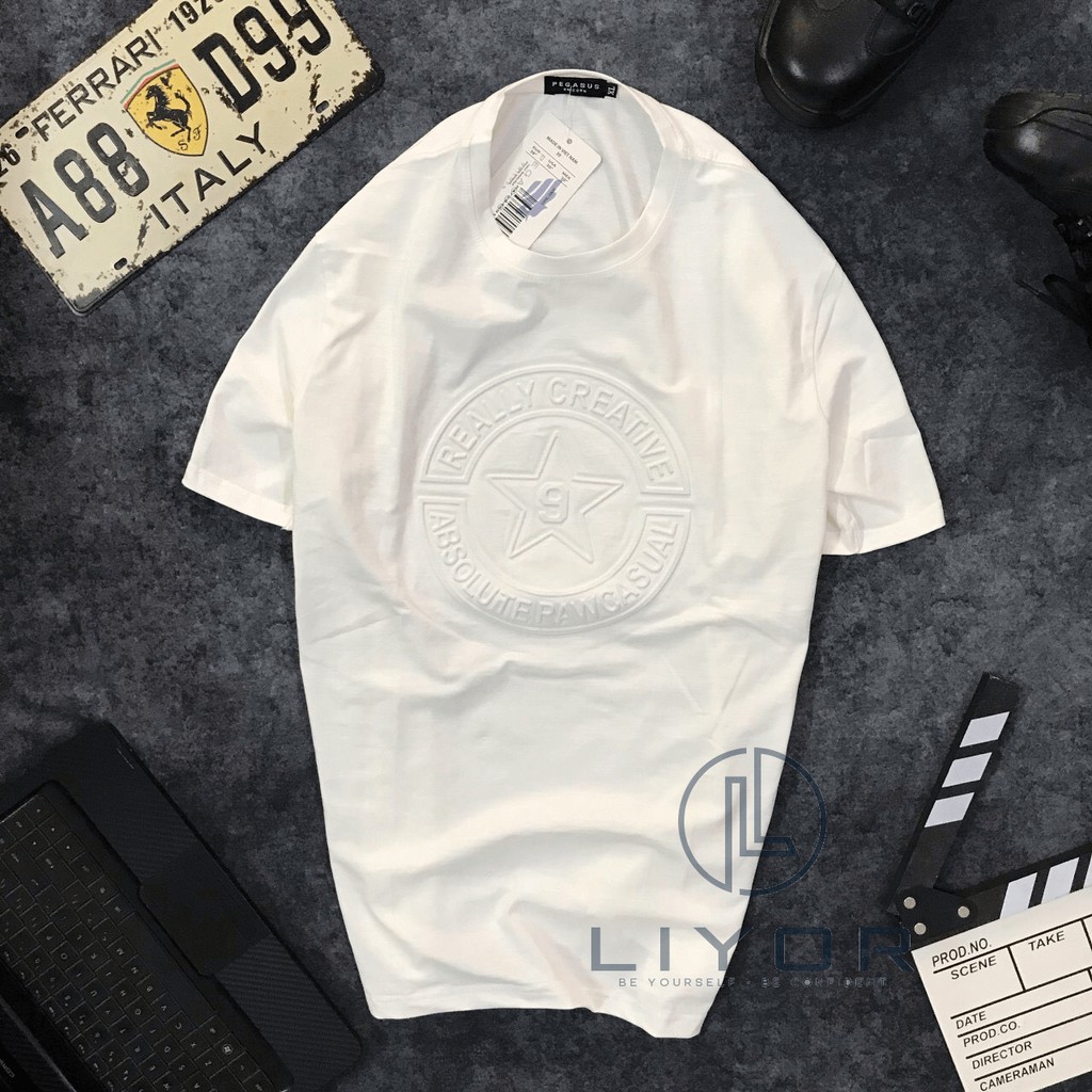 Áo thun nam áo phông nam cổ tròn tay ngắn cao cấp đẹp phong cách dập nổi logo Liyorstore