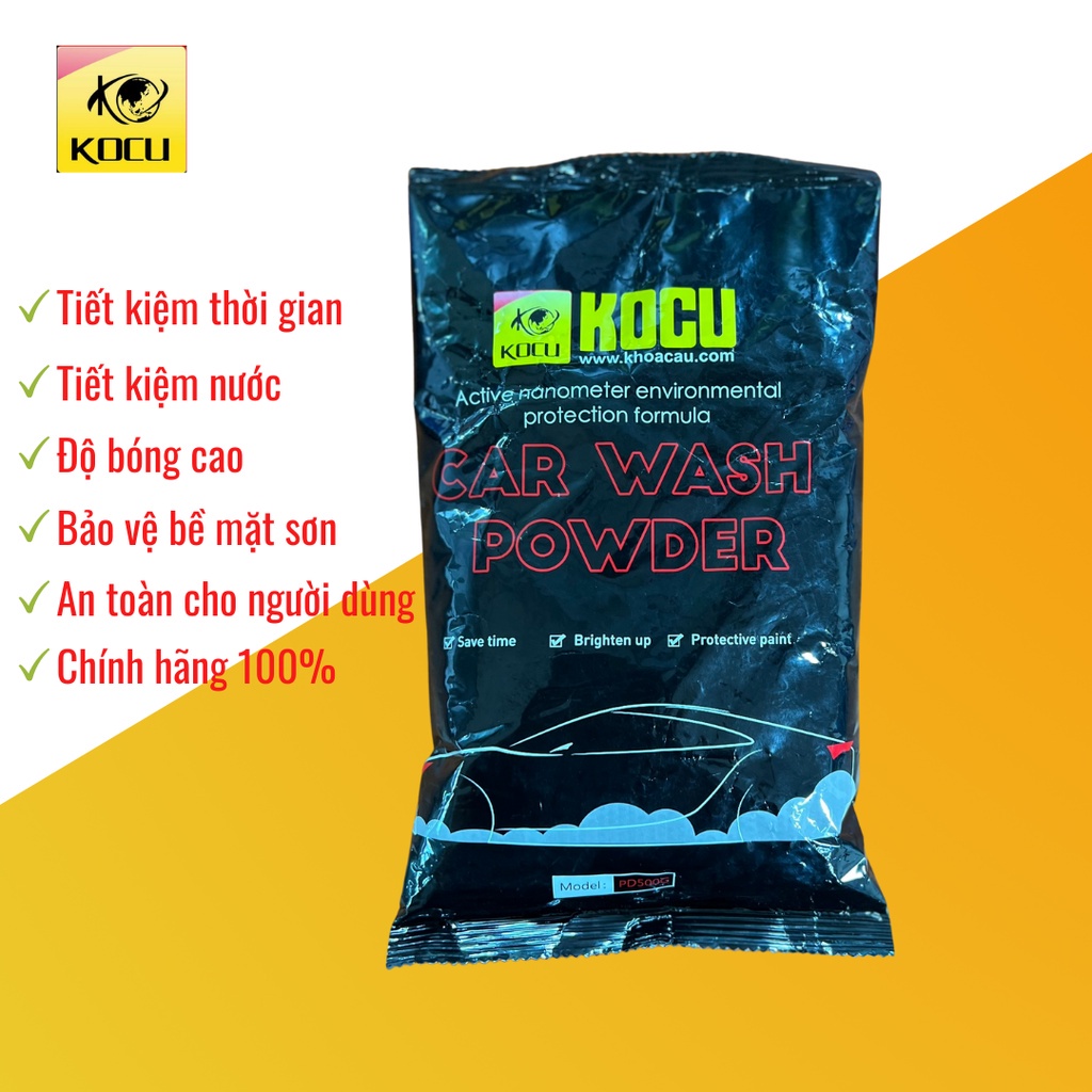 Bột rửa xe kocu công thức mới an toan hieu qua sang bong pd500g