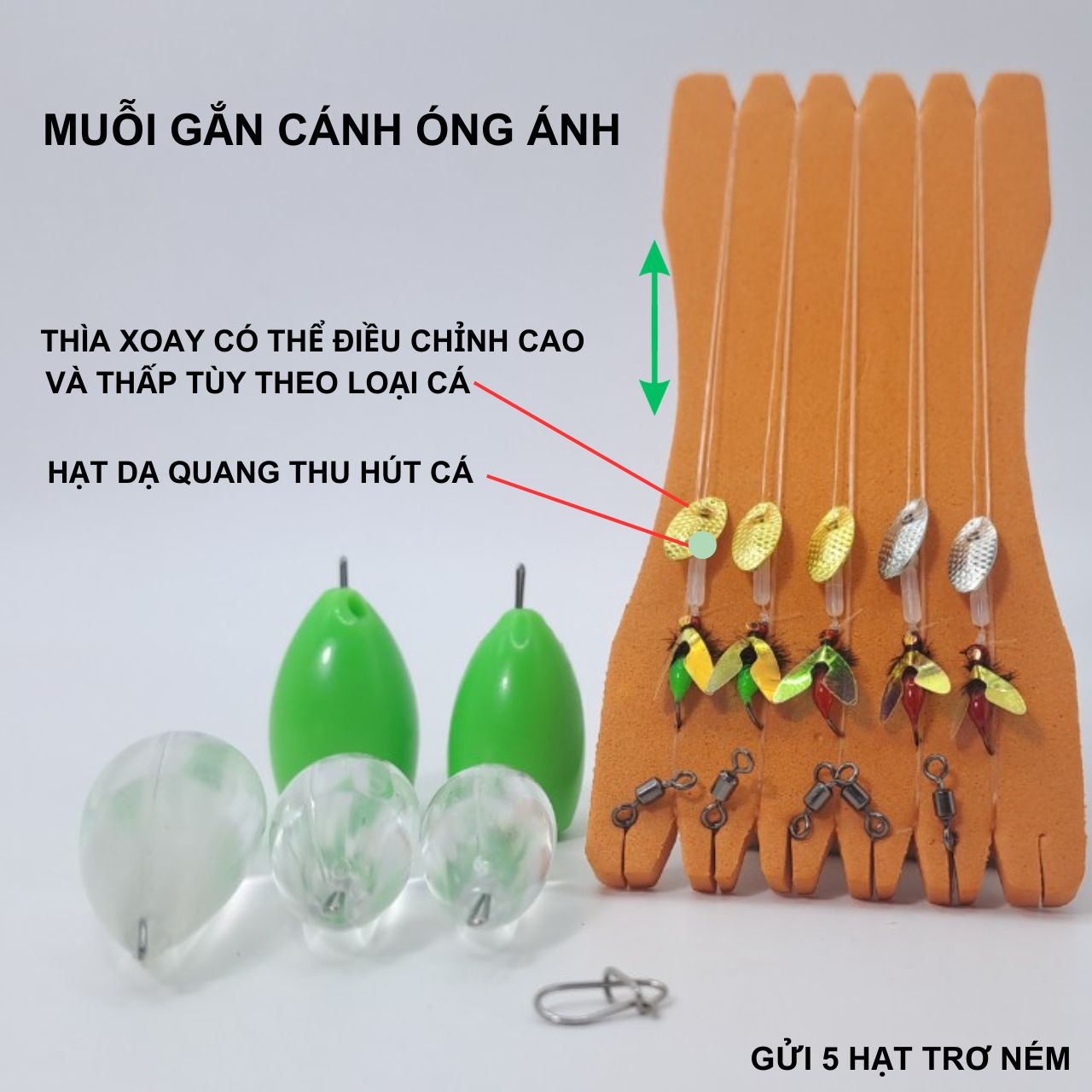 Mồi muỗi giả chuyên câu lure cá mương hoa, mương mỏ nhọn,rô phi,thiểu,ngão,...+5 hạt trợ lực