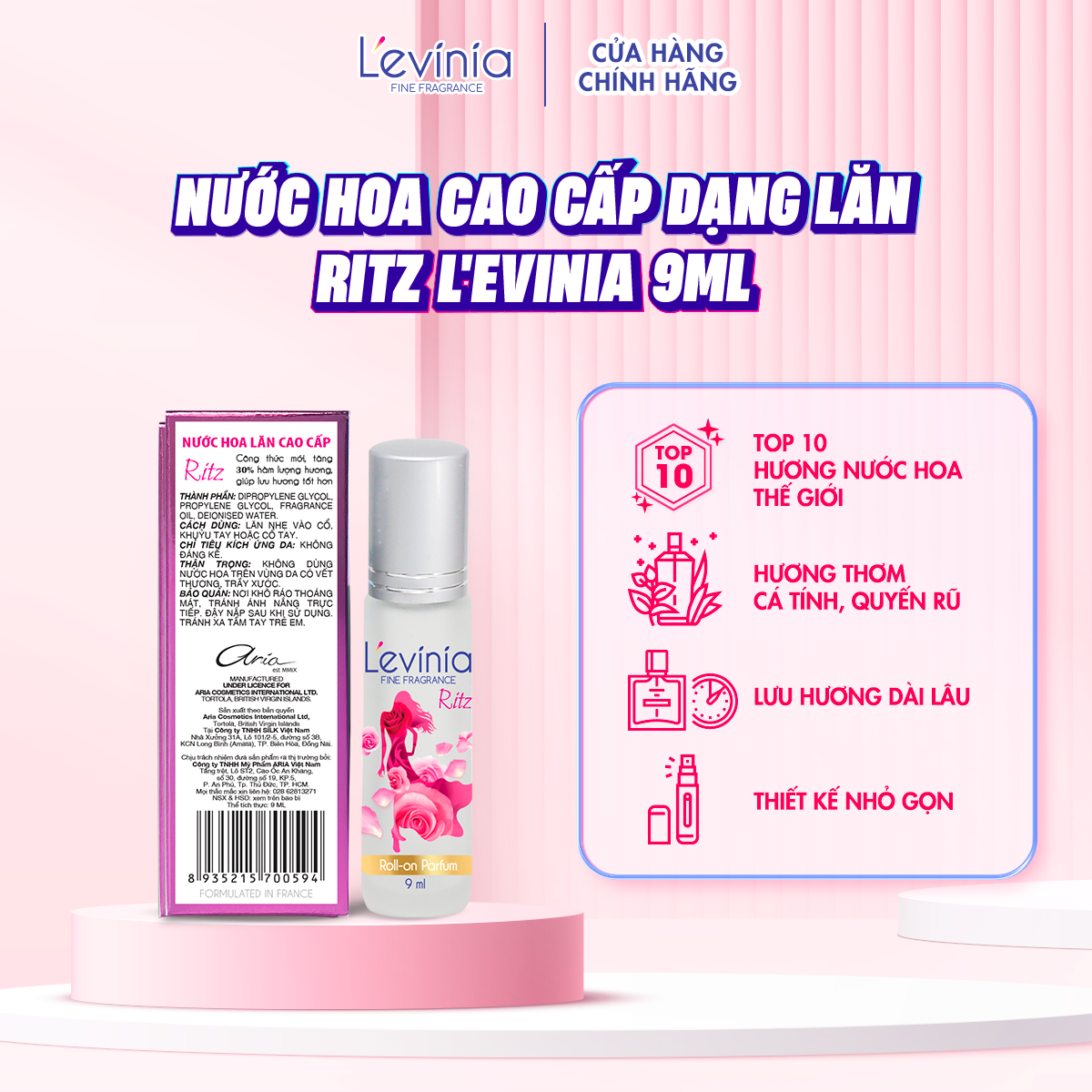 Nước Hoa Cao Cấp Dạng Lăn L'evinia RITZ 9ml