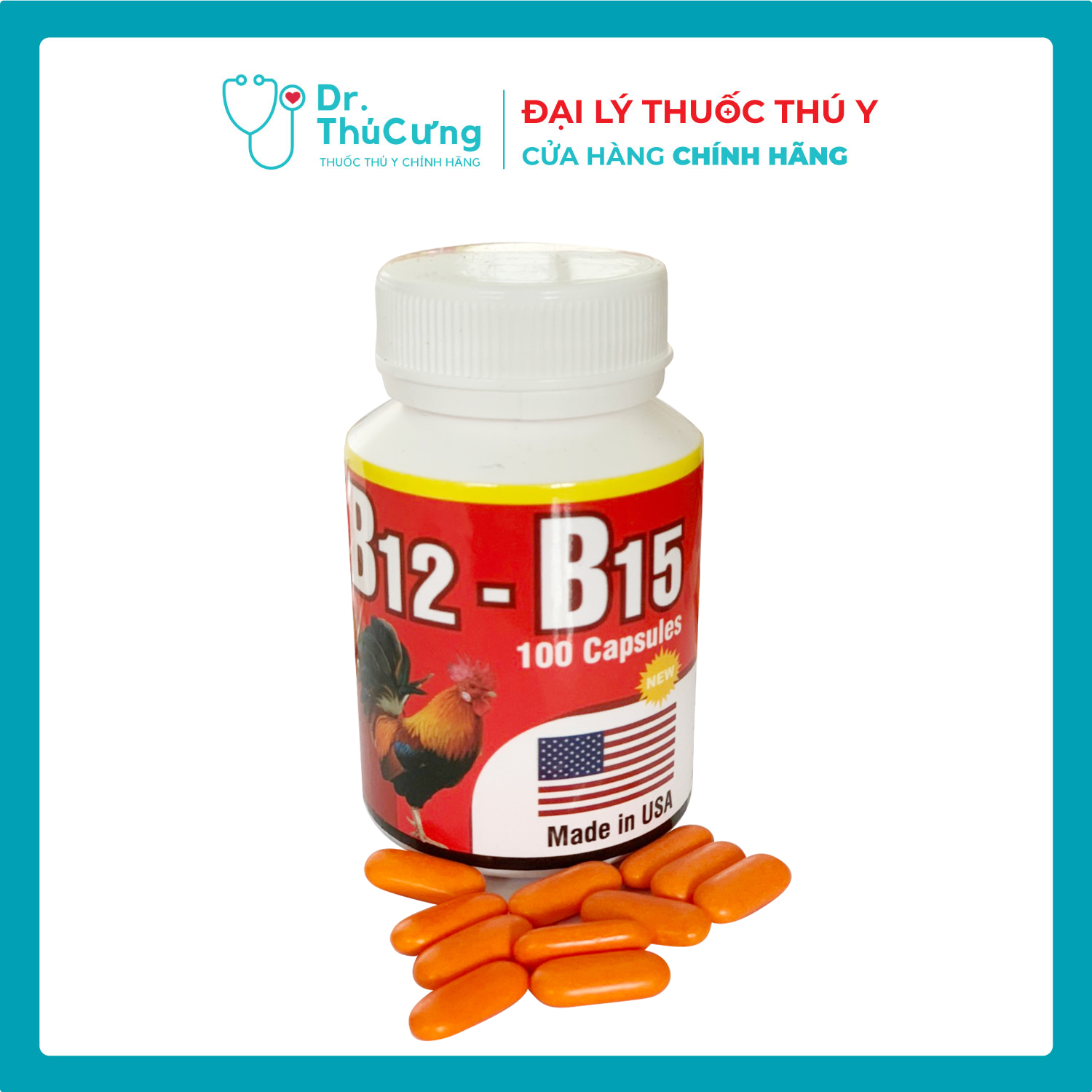 B15 - B12 dinh dưỡng dành cho gà đá 1 hộp 100 viên - date mới