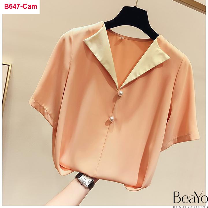 [HCM]B647-ÁO SƠ MI CỔ LẬT PHỐI MÀU