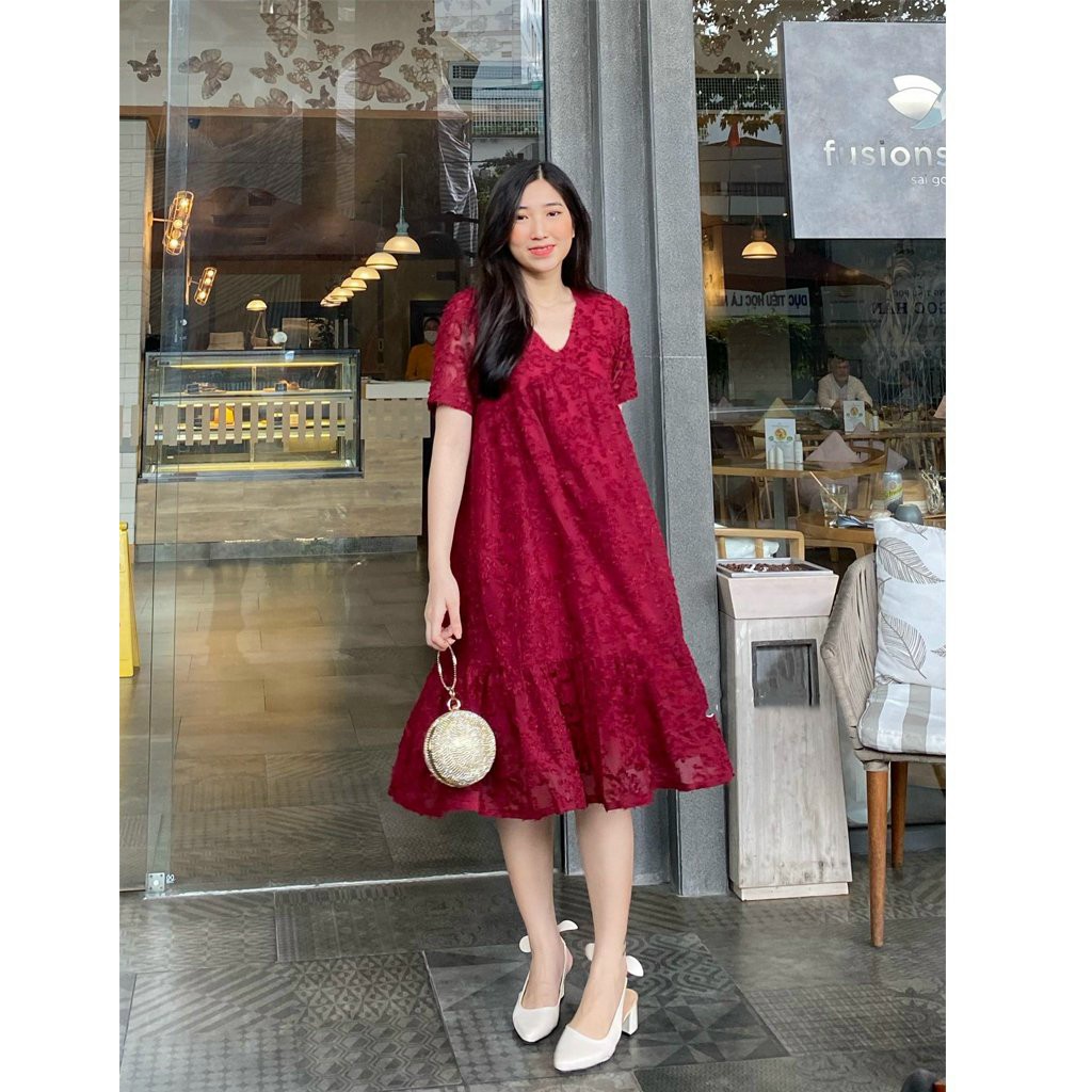 Đầm bầu babydoll bigsize thiết kế hoạ tiết thổ cẩm dáng xòe đẹp sành điệu từ 45kg đến 70kg