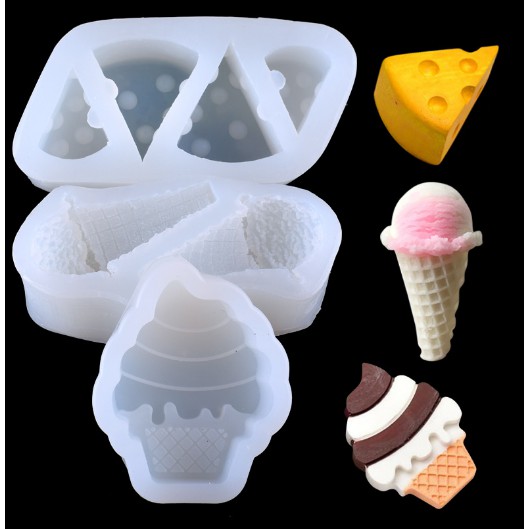 Khuôn silicon 4d làm rau câu làm bánh mẫu 2 kem ốc quế