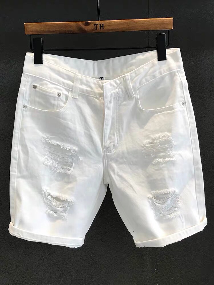 Quần short jean nam trắng rách chất bò mẫu mới cao cấp MS0017