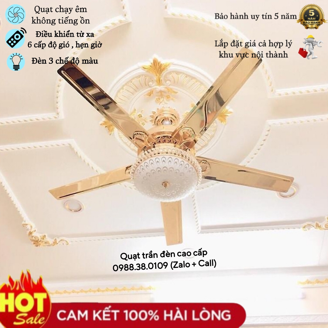 Quạt trần đèn, quạt trần 5 cánh kp531 , 6 cấp độ gió , điều khiển từ xa , hẹn giờ