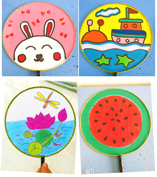 Quạt vải lụa, vẽ tô màu cho bé