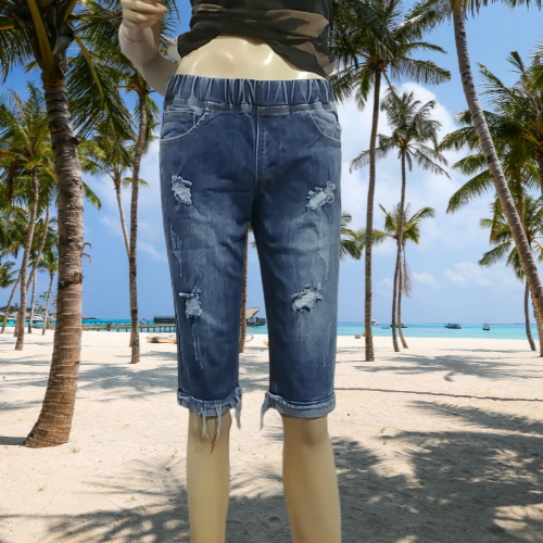 [HCM]Quần jean nữ lở gối lưng thun