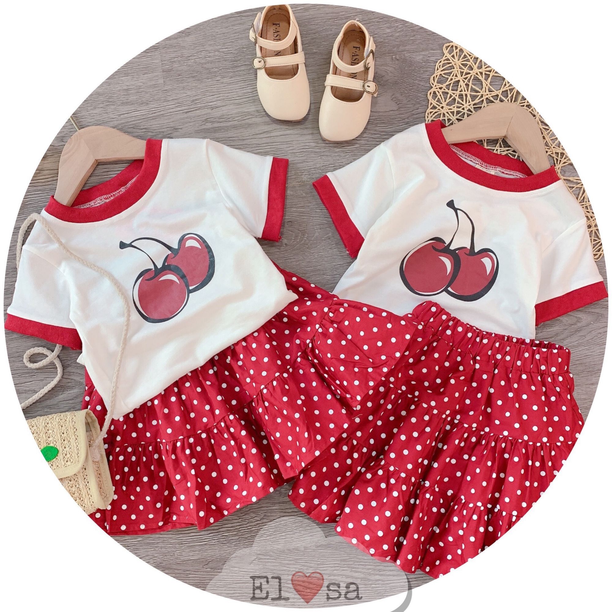 [HCM]set váy cherry cho bé