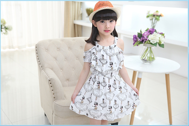 đầm trễ vai quảng châu cao cấp cho bé - D16