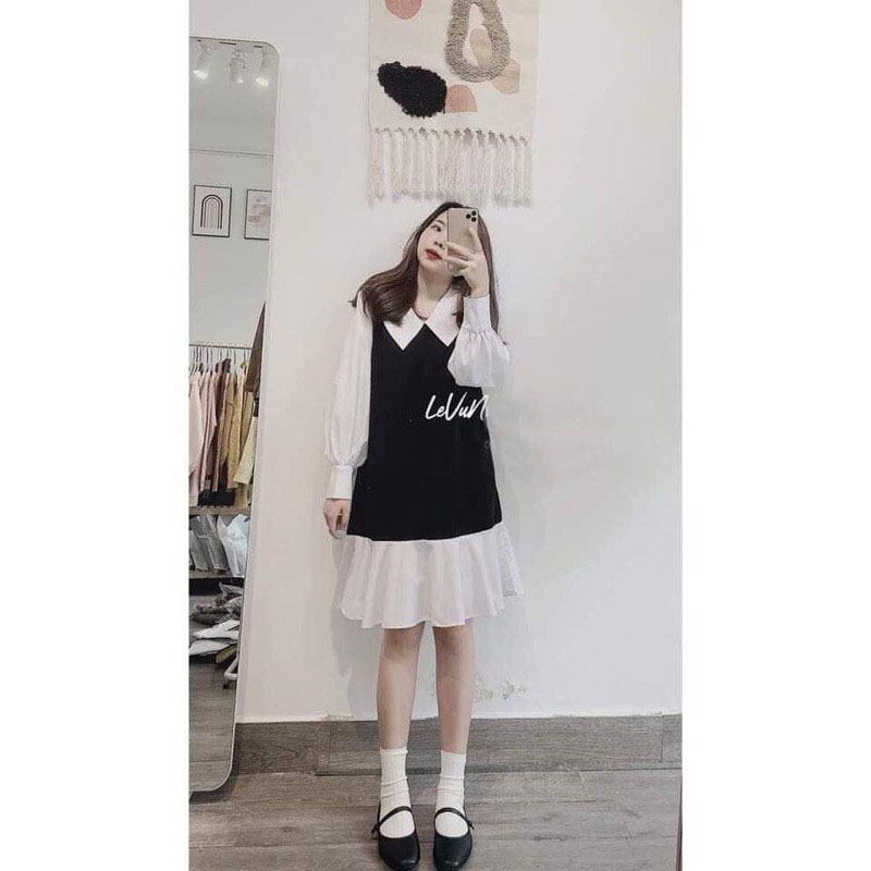 Váy đầm đuôi cá cổ sơ mi dáng xinh