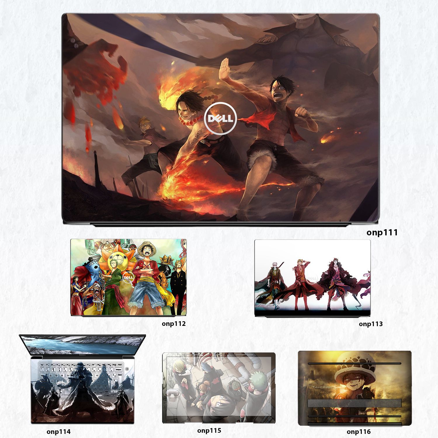 Decal Skin dán Laptop Dell mẫu One Piece (inbox mã máy cho shop)