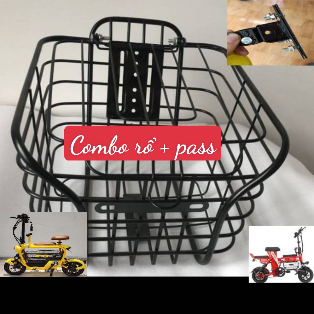 Rổ xe có nắp - giỏ xe điện - giỏ xe đạp loại trắc chắn - lăp được cho cả xe điện và xe đạp