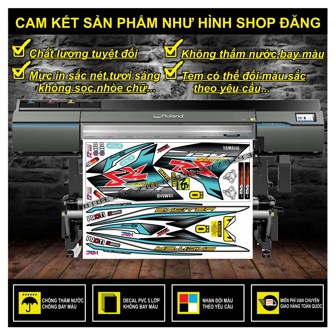 FREESHIP-- TEM RỜI EXCITER 150 CHẾ RS XANH ĐEN
