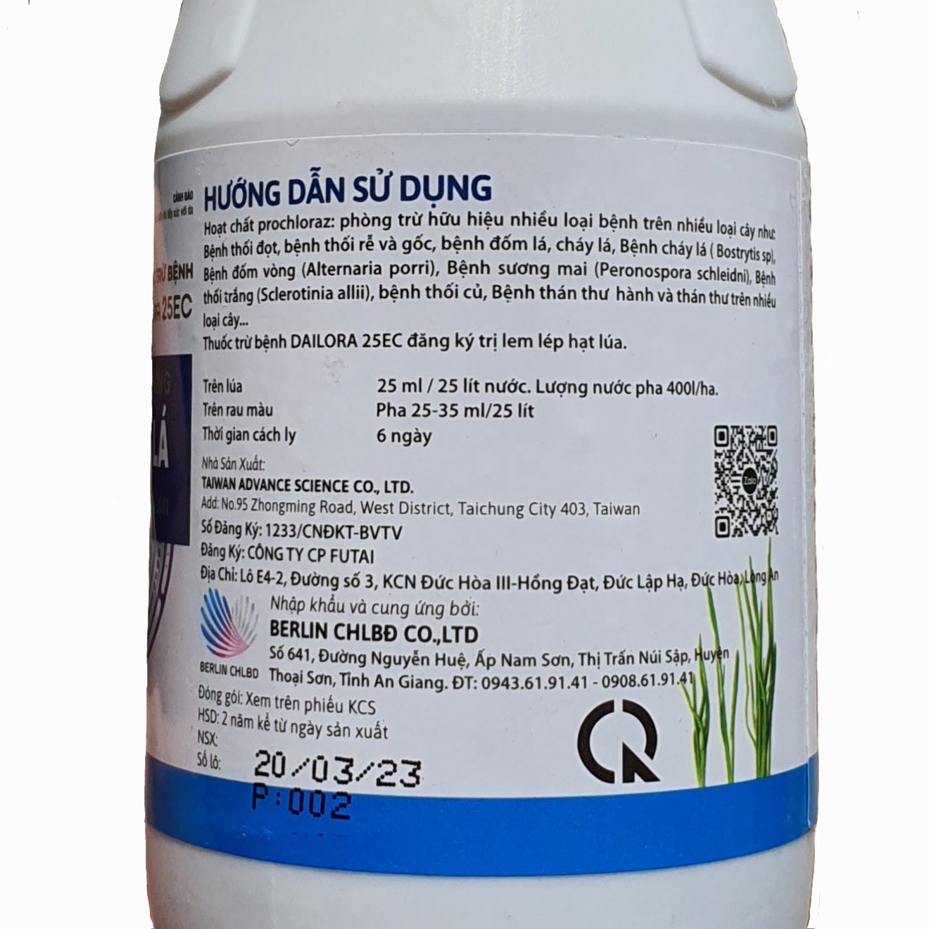 (Combo 5 chai) Trùm Bệnh Hành Lá💎 Thuốc trừ bệnh DAILORA 25EC (Chai 240ml)💖