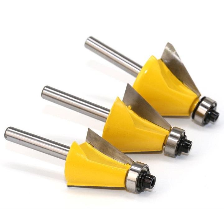 Bộ 3 mũi phay gỗ vát góc chéo 15 độ , 22,5 đô , 30 độ