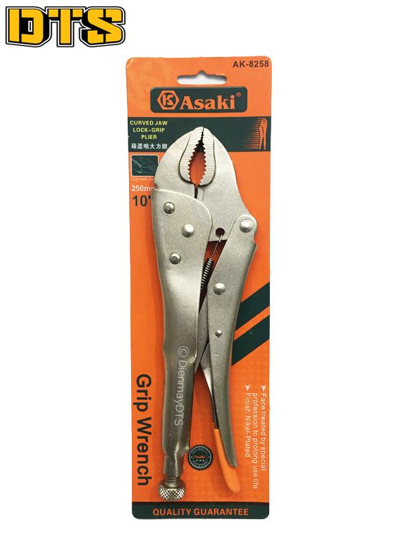 Kìm chết mỏ cong ASAKI AK-8258 10 inch 250mm kìm bấm chết cao cấp dụng cụ sửa chữa cơ khí cầm tay thép cứng siêu bền chính hãng