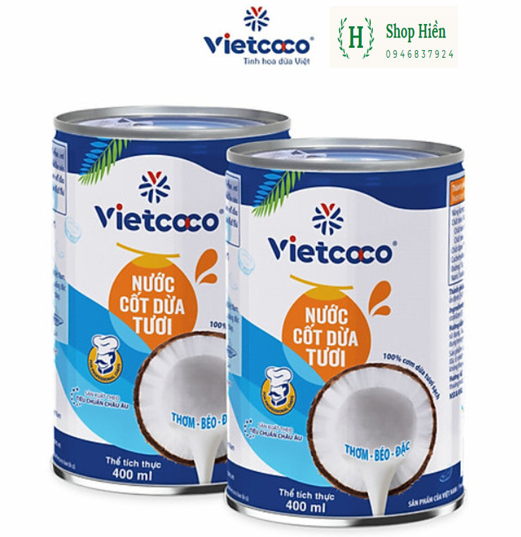 Combo 4 hộp nước cốt dừa tươi vietcoco lon 400ml
