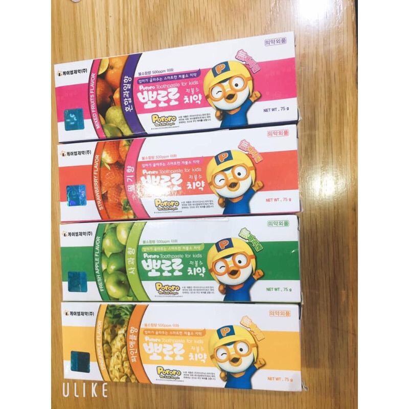 Kem đánh răng Pororo 75gr Hàn Quốc các vị