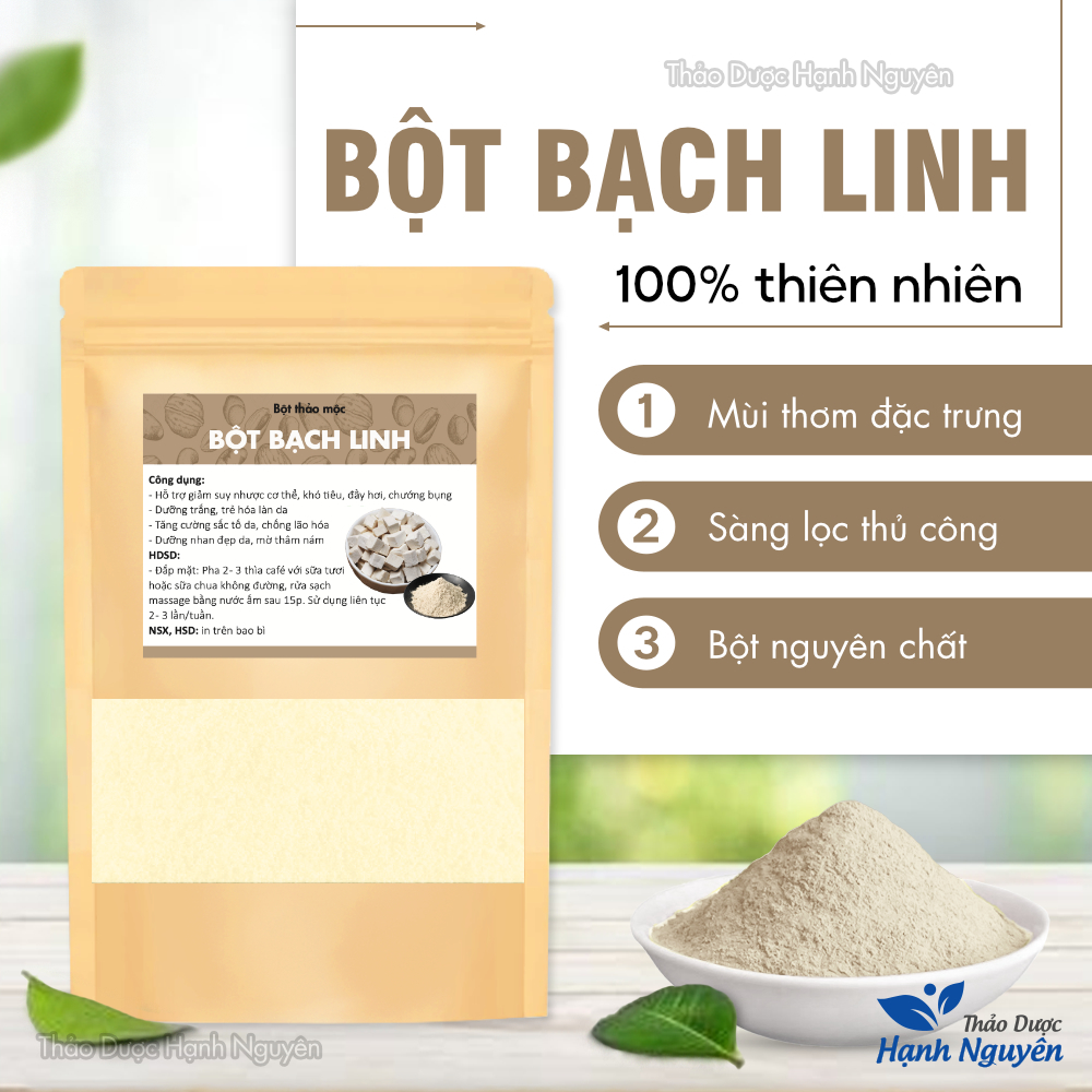 White Linh Powder 100g, Pure White Linh, Facial Mask, Helps Whiten Skin, Reduce Dark Spots, and Prevent Aging