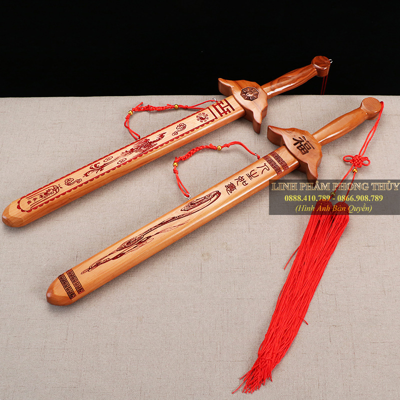 Kiếm Gỗ Đào Tự Nhiên - Kiếm Thất Tinh 60cm