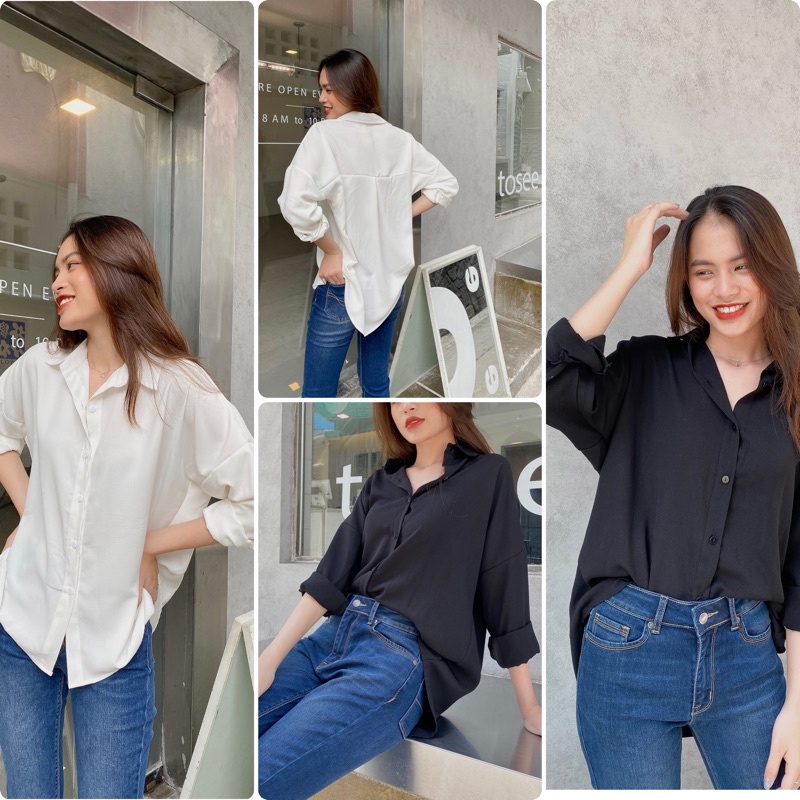 Áo sơ mi oversize tay dài nữ reverclothings comin shirt