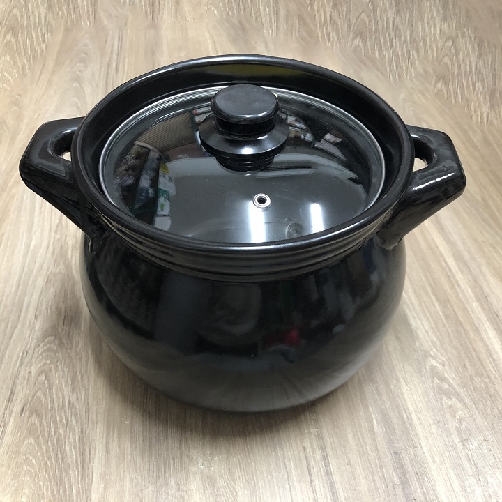 [HCM]Nồi đất hầm canh thịt 4L Đen nắp kính