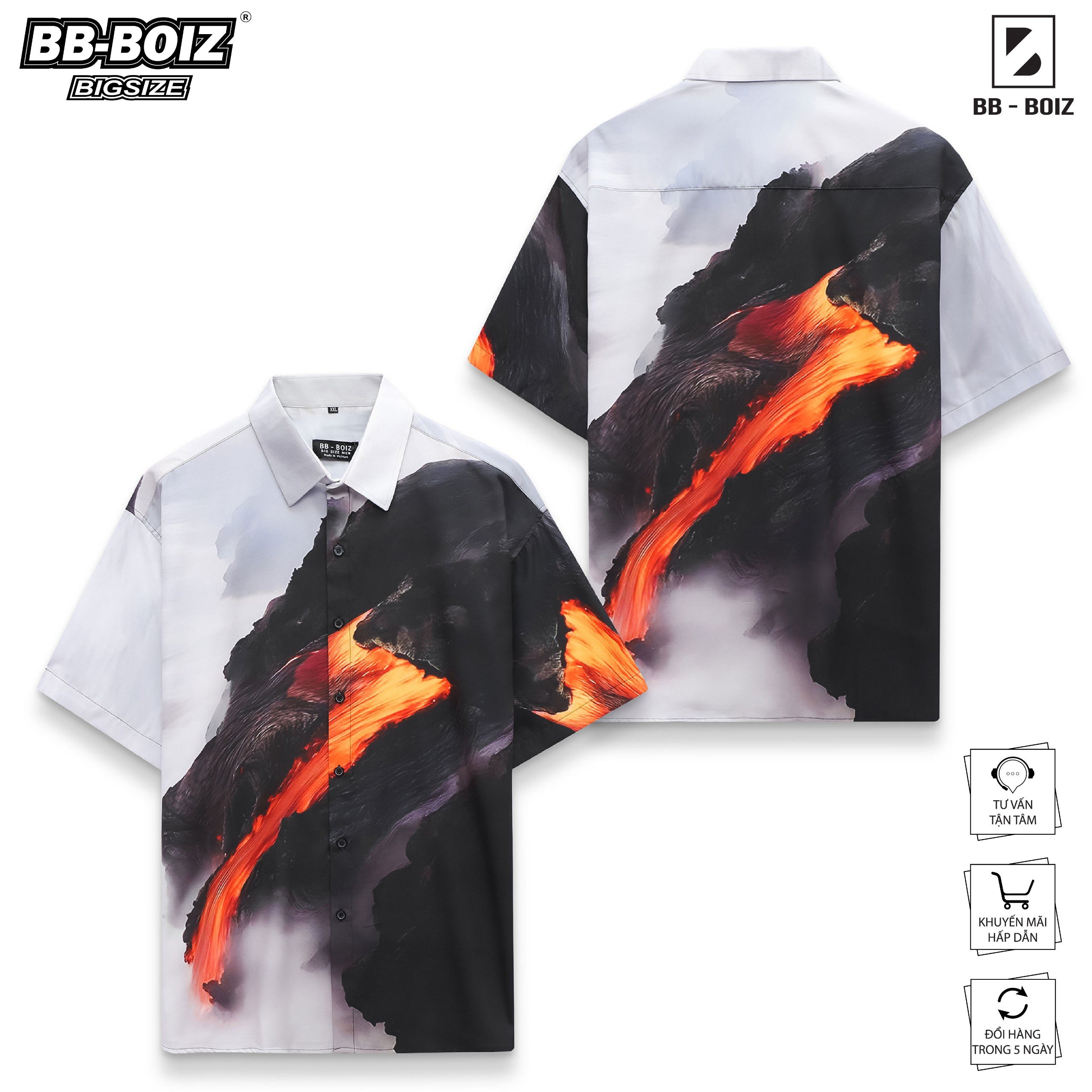 Bigsize oversize - áo sơ mi nam bb - boiz form bigsize 80kg - 130kg - núi lửa