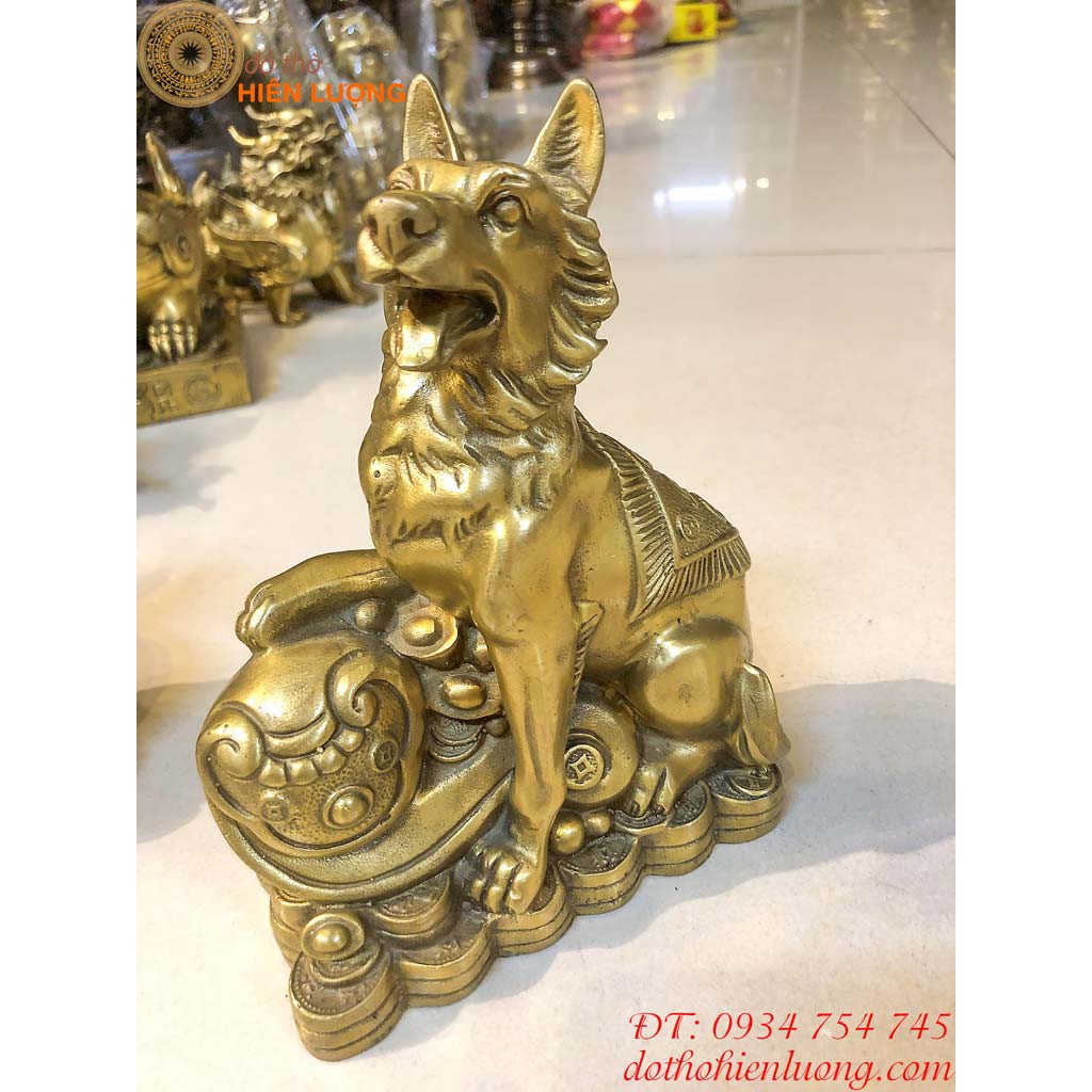 Tượng Chó Bằng Đồng Phong Thủy Tài Lộc Cao 20cm