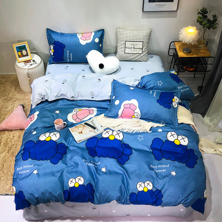 Trọn Bộ 4 Món Chăn Ga Gối Cotton Poly Nhập Mẫu CUA XANH TINH NGHỊCH