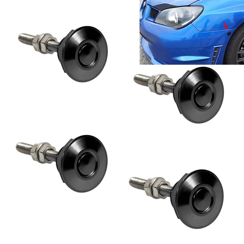 4x Push Button Billet Hood Pins Lock Clip Set Quick Lock Latch Bonnet Car Bumper