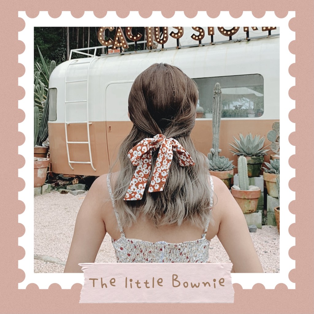 Cột tóc vải nơ hoa Ribbon Scrunchie The little Bownie