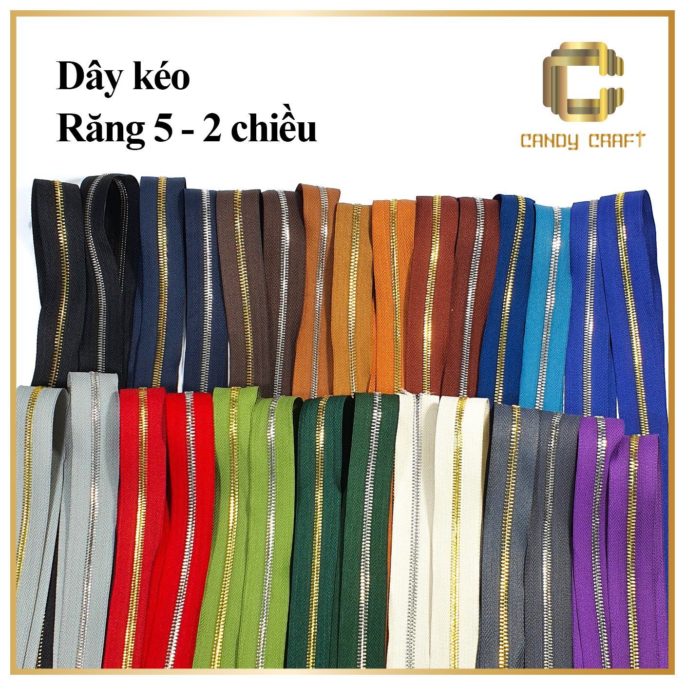 Dây kéo 2 chiều răng 5 (không kèm đầu khóa) - phụ kiện làm túi xách