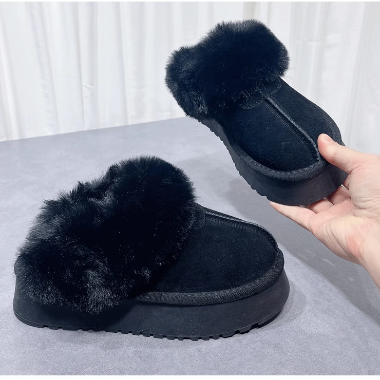 Giày Boot Lông Xù Phong Cách Hàn Quốc Thời Trang Mới Cho Nữ