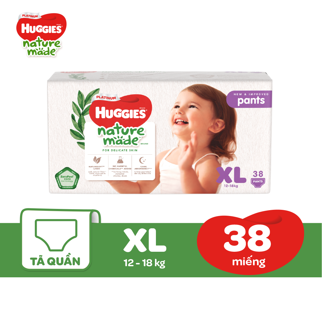 Tã Quần Siêu Cao Cấp Huggies Natmade Cỡ XL 38