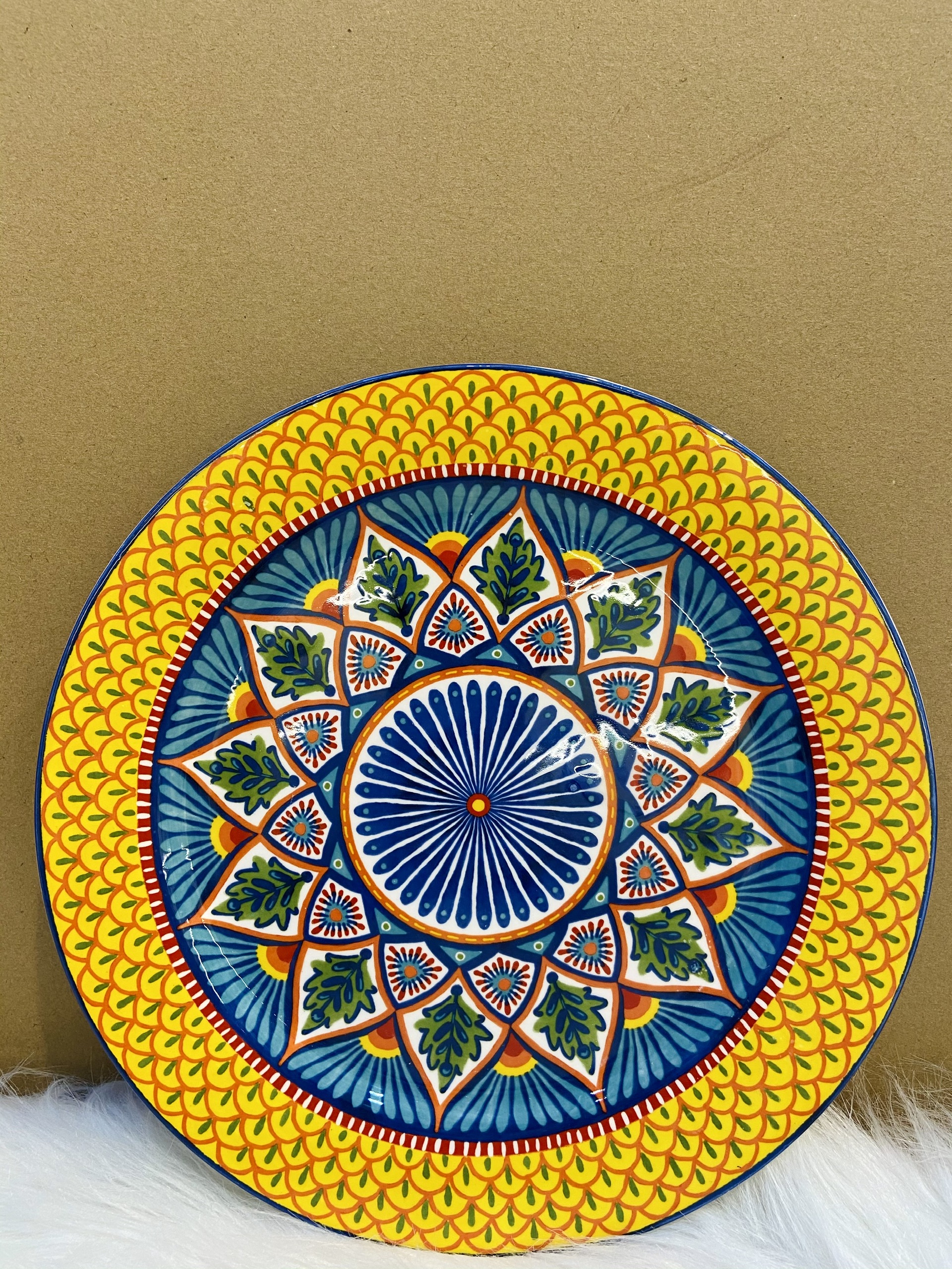 [HÀNG CÓ SẴN, CÓ BÁN LẺ] Bộ bát đĩa, cốc, bình hoa gốm mỹ nghệ vẽ tay xuất Châu Âu vân thổ cẩm nền vàng cam