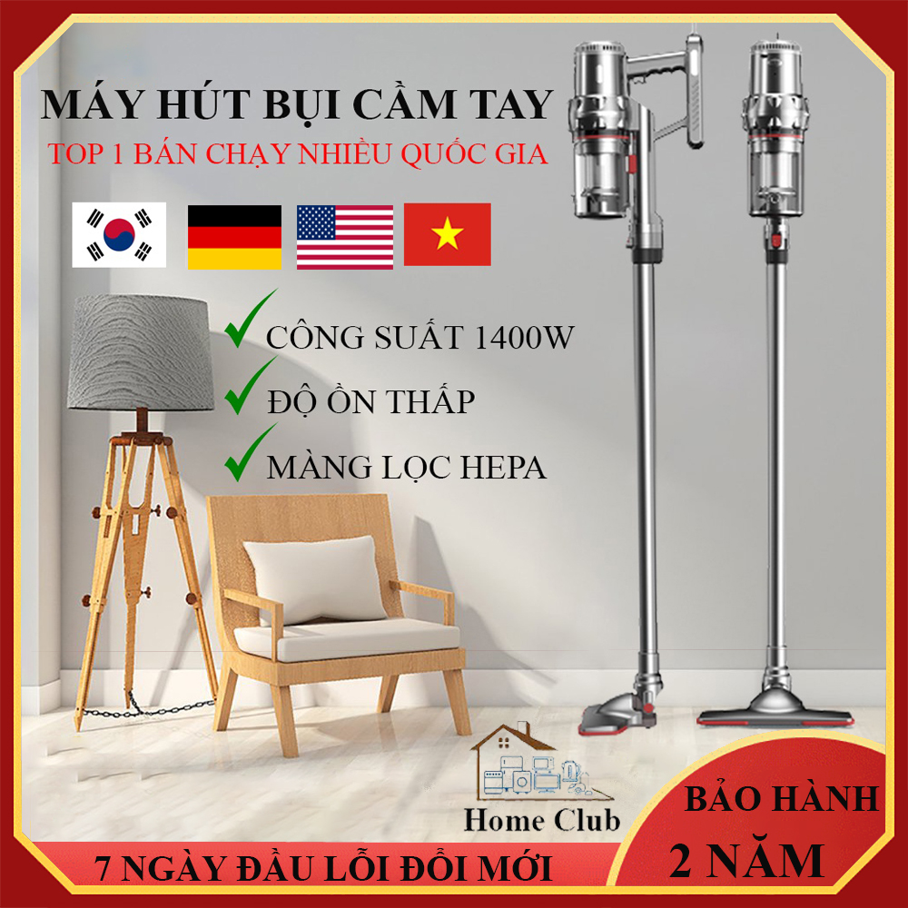 Máy hút bụi gia đình cầm tay cao cấp công nghệ mới với lực hút lốc xoáy mạnh mẽ công suất 1400W và màng lọc HEPA. Bảo hành 2 năm trên toàn quốc, đổi mới trong 7 ngày đầu nhận sản phẩm nếu có lỗi của nhà sản xuất.