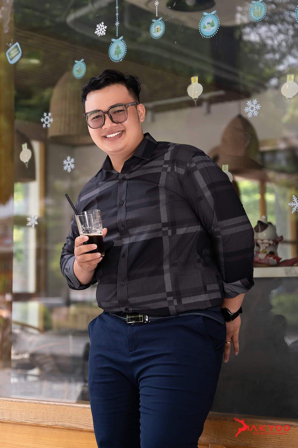Áo Sơ Mi Đen Nam Big size 80-140kg AKYOO