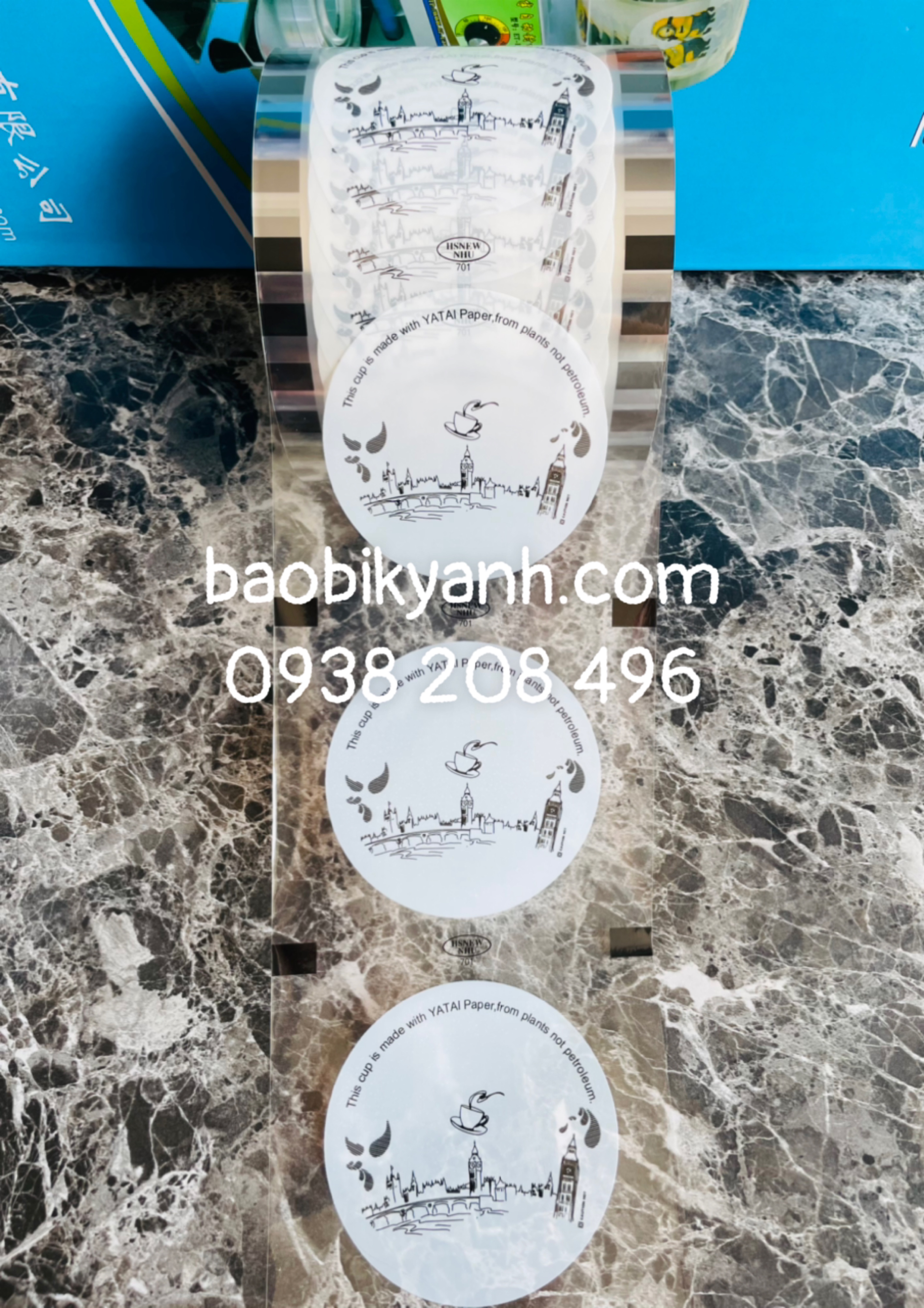 Cuộn màng ép ly/Keo dán miệng ly (701)