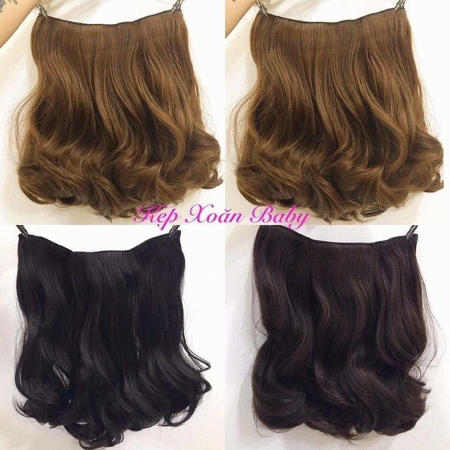Tóc giả kẹp ❤FREESHIP❤ Tóc kẹp 6 phím xoăn 30cm