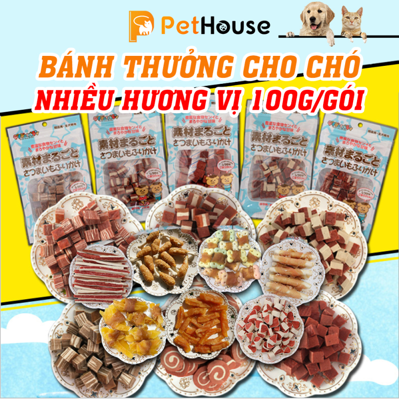 Bánh thưởng cho chó (Nhiều loại) 100gr/túi Đồ ăn cho chó mèo thú cưng