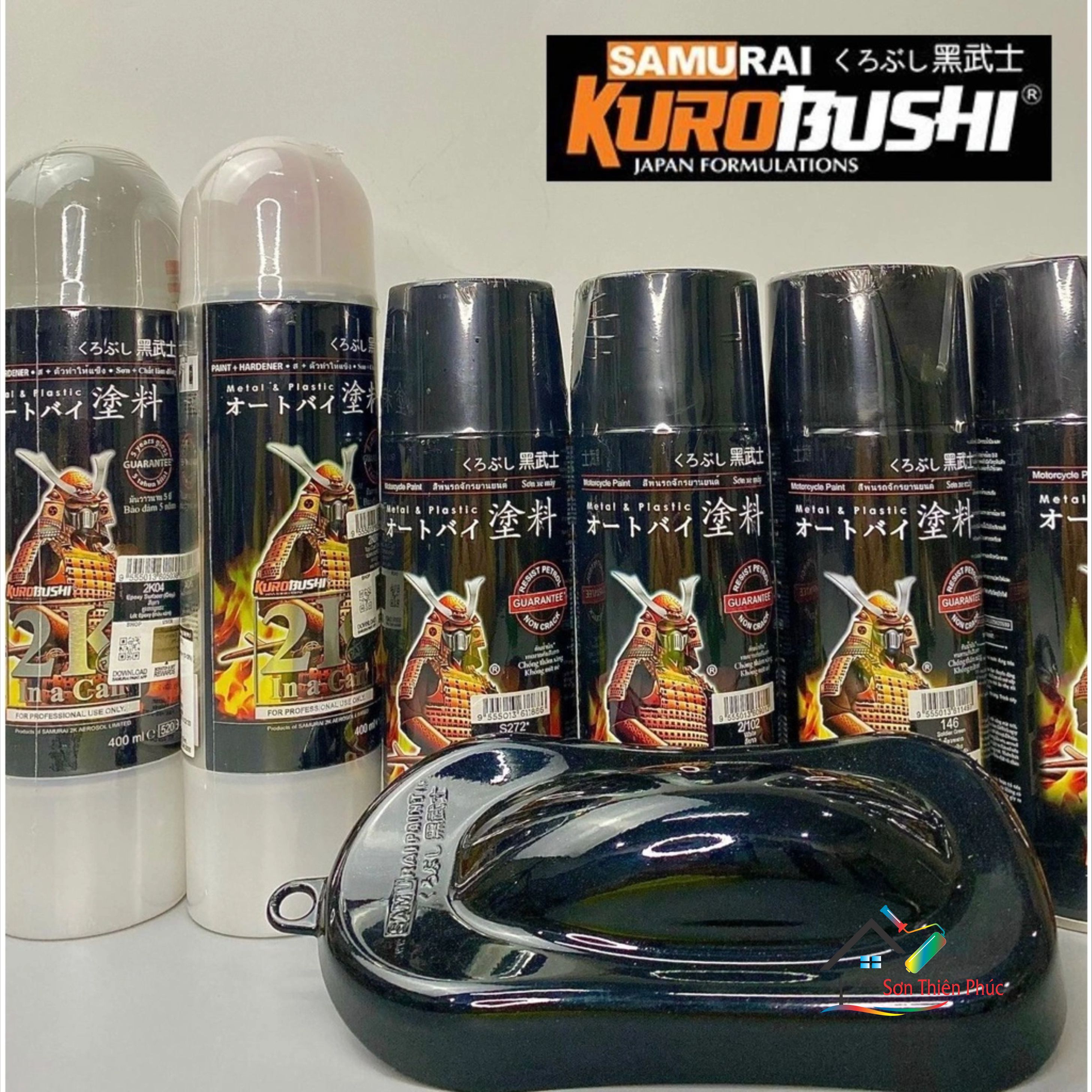 Sơn xịt Samurai Chính Hãng màu Đen Pha Lê Xanh - H931*. (400ml)