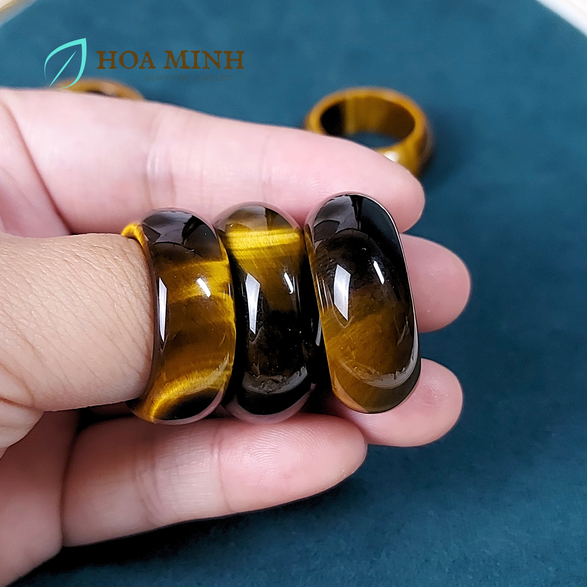 Nhẫn đá Mắt Hổ thiên nhiên loại 5A vip, dày 10-11 li nhẫn size lớn nhẫn nam | Hoa Minh Gem
